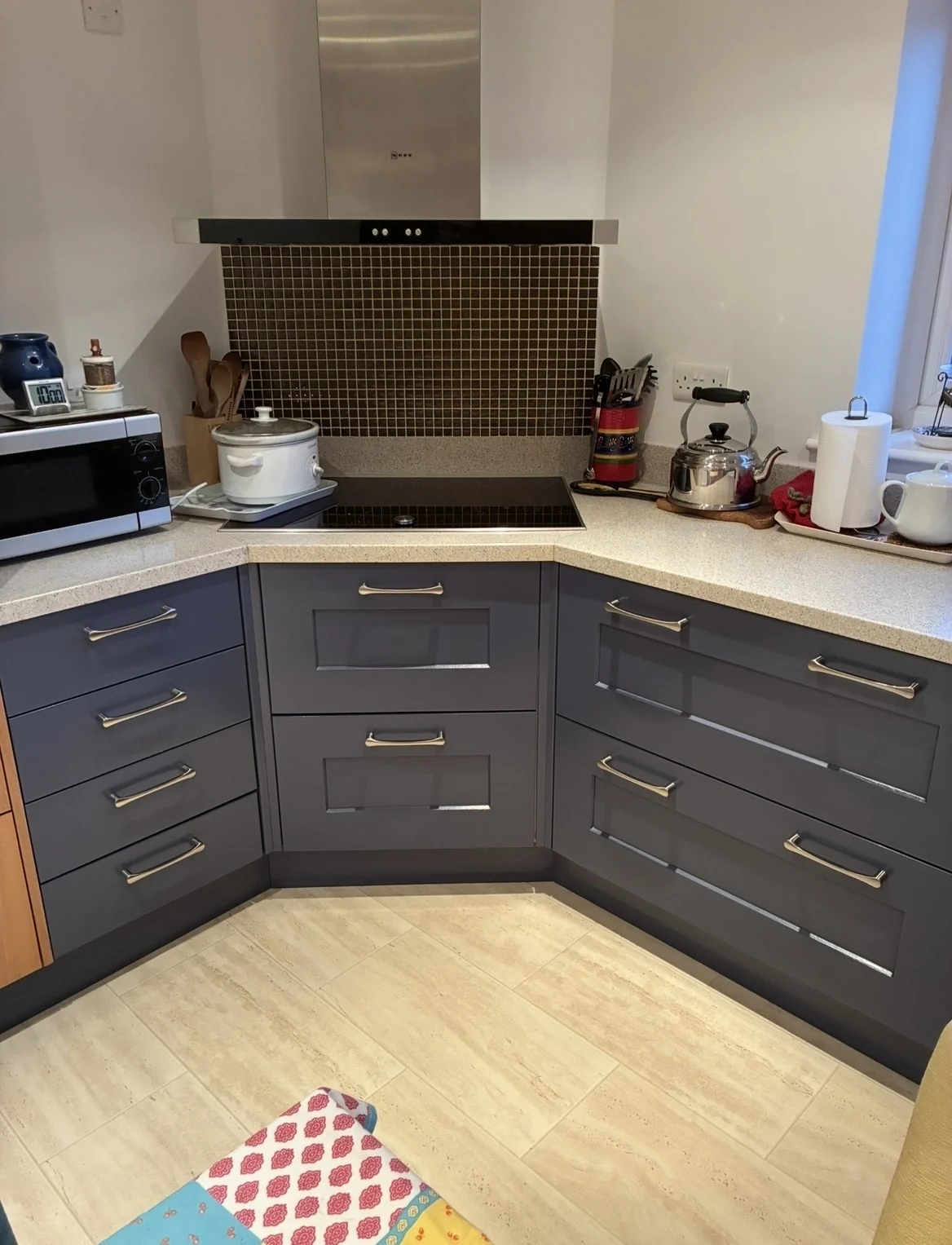 Corner drawer units after charcoal respray
